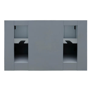 BELLATERRA HOME 400100-55-GYA-BG 55" Double Sink Vanity in Gray Ash with Black Galaxy Granite, White Rectangle Sinks, Back View