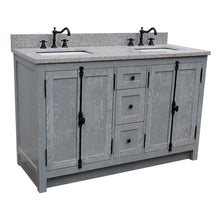 Load image into Gallery viewer, BELLATERRA HOME 400100-55-GYA-GY 55&quot; Double Sink Vanity in Gray Ash with Gray Granite, White Rectangle Sinks, Angled View