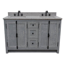 Load image into Gallery viewer, BELLATERRA HOME 400100-55-GYA-GY 55&quot; Double Sink Vanity in Gray Ash with Gray Granite, White Rectangle Sinks, Front View