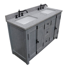 Load image into Gallery viewer, BELLATERRA HOME 400100-55-GYA-GY 55&quot; Double Sink Vanity in Gray Ash with Gray Granite, White Rectangle Sinks, Top Angled View