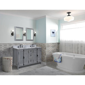 BELLATERRA HOME 400100-55-GYA-WM 55" Double Sink Vanity in Gray Ash with White Carrara Marble, White Rectangle Sinks, Bathroom Rendering
