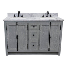 Load image into Gallery viewer, BELLATERRA HOME 400100-55-GYA-WM 55&quot; Double Sink Vanity in Gray Ash with White Carrara Marble, White Rectangle Sinks, Front View