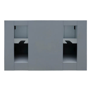 BELLATERRA HOME 400100-55-GYA-WM 55" Double Sink Vanity in Gray Ash with White Carrara Marble, White Rectangle Sinks, Back View