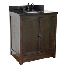 Load image into Gallery viewer, BELLATERRA HOME 400100-BA-BGO 31&quot; Single Sink Vanity in Brown Ash with Black Galaxy Granite, White Oval Sink, Angled View