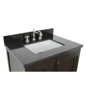 BELLATERRA HOME 400100-BA-BGR 31" Single Sink Vanity in Brown Ash with Black Galaxy Granite, White Rectangle Sink, Countertop and Sink