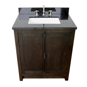 BELLATERRA HOME 400100-BA-BGR 31" Single Sink Vanity in Brown Ash with Black Galaxy Granite, White Rectangle Sink, Top View