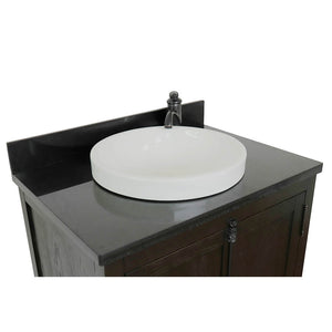 BELLATERRA HOME 400100-BA-BGRD 31" Single Sink Vanity in Brown Ash with Black Galaxy Granite, White Round Semi-Recessed Sink, Countertop and Sink