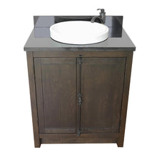 Load image into Gallery viewer, BELLATERRA HOME 400100-BA-BGRD 31&quot; Single Sink Vanity in Brown Ash with Black Galaxy Granite, White Round Semi-Recessed Sink, Top View
