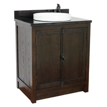 Load image into Gallery viewer, BELLATERRA HOME 400100-BA-BGRD 31&quot; Single Sink Vanity in Brown Ash with Black Galaxy Granite, White Round Semi-Recessed Sink, Angled View