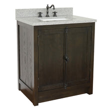 Load image into Gallery viewer, BELLATERRA HOME 400100-BA-GYR 31&quot; Single Sink Vanity in Brown Ash with Gray Granite, White Rectangle Sink, Angled View