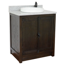 Load image into Gallery viewer, BELLATERRA HOME 400100-BA-GYRD 31&quot; Single Sink Vanity in Brown Ash with Gray Granite, White Round Semi-Recessed Sink, Angled View