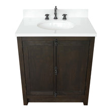 Load image into Gallery viewer, BELLATERRA HOME 400100-BA-WEO 31&quot; Single Sink Vanity in Brown Ash with White Quartz, White Oval Sink, Top View