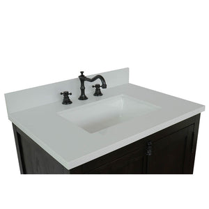 BELLATERRA HOME 400100-BA-WER 31" Single Sink Vanity in Brown Ash with White Quartz, White Rectangle Sink, Countertop and Sink