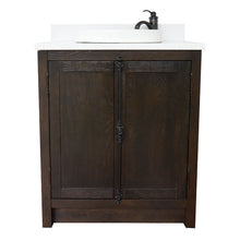 Load image into Gallery viewer, BELLATERRA HOME 400100-BA-WERD 31&quot; Single Sink Vanity in Brown Ash with White Quartz, White Round Semi-Recessed Sink, Front View