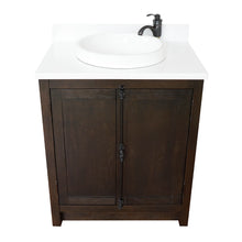 Load image into Gallery viewer, BELLATERRA HOME 400100-BA-WERD 31&quot; Single Sink Vanity in Brown Ash with White Quartz, White Round Semi-Recessed Sink, Top View