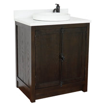 Load image into Gallery viewer, BELLATERRA HOME 400100-BA-WERD 31&quot; Single Sink Vanity in Brown Ash with White Quartz, White Round Semi-Recessed Sink, Angled View