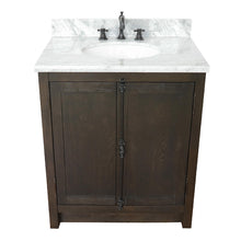 Load image into Gallery viewer, BELLATERRA HOME 400100-BA-WMO 31&quot; Single Sink Vanity in Brown Ash with White Carrara Marble, White Oval Sink, Top View