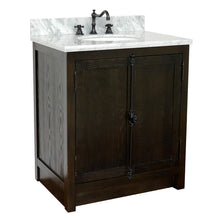 Load image into Gallery viewer, BELLATERRA HOME 400100-BA-WMO 31&quot; Single Sink Vanity in Brown Ash with White Carrara Marble, White Oval Sink, Angled View