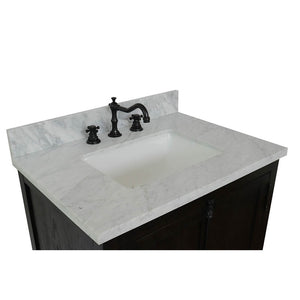 BELLATERRA HOME 400100-BA-WMR 31" Single Sink Vanity in Brown Ash with White Carrara Marble, White Rectangle Sink, Countertop and Sink