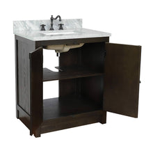 Load image into Gallery viewer, BELLATERRA HOME 400100-BA-WMR 31&quot; Single Sink Vanity in Brown Ash with White Carrara Marble, White Rectangle Sink, Open Doors