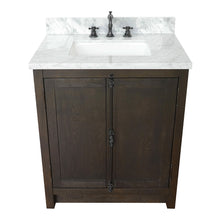 Load image into Gallery viewer, BELLATERRA HOME 400100-BA-WMR 31&quot; Single Sink Vanity in Brown Ash with White Carrara Marble, White Rectangle Sink, Top View