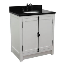Load image into Gallery viewer, BELLATERRA HOME 400100-GA-BGO 31&quot; Single Sink Vanity in Glacier Ash with Black Galaxy Granite, White Oval Sink, Angled View