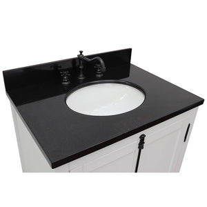 BELLATERRA HOME 400100-GA-BGO 31" Single Sink Vanity in Glacier Ash with Black Galaxy Granite, White Oval Sink, Countertop and Sink