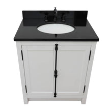 Load image into Gallery viewer, BELLATERRA HOME 400100-GA-BGO 31&quot; Single Sink Vanity in Glacier Ash with Black Galaxy Granite, White Oval Sink, Top Angled View