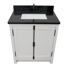 Load image into Gallery viewer, BELLATERRA HOME 400100-GA-BGR 31&quot; Single Sink Vanity in Glacier Ash with Black Galaxy Granite, White Rectangle Sink, Top Angled View