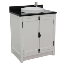 Load image into Gallery viewer, BELLATERRA HOME 400100-GA-BGRD 31&quot; Single Sink Vanity in Glacier Ash with Black Galaxy Granite, White Round Semi-Recessed Sink, Angled View