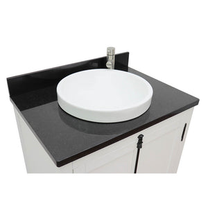 BELLATERRA HOME 400100-GA-BGRD 31" Single Sink Vanity in Glacier Ash with Black Galaxy Granite, White Round Semi-Recessed Sink, Countertop and Sink