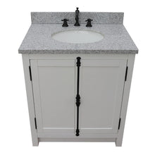 Load image into Gallery viewer, BELLATERRA HOME 400100-GA-GYO 31&quot; Single Sink Vanity in Glacier Ash Finish with Gray Granite Countertop, White Ceramic Oval Sink, Top Angled View