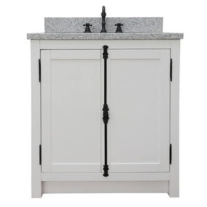 BELLATERRA HOME 400100-GA-GYR 31" Single Sink Vanity in Glacier Ash with Gray Granite, White Rectangle Sink, Front View