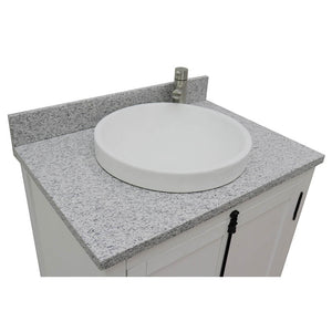 BELLATERRA HOME 400100-GA-GYRD 31" Single Sink Vanity in Glacier Ash with Gray Granite, White Round Semi-Recessed Sink, Countertop and Sink