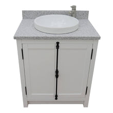 Load image into Gallery viewer, BELLATERRA HOME 400100-GA-GYRD 31&quot; Single Sink Vanity in Glacier Ash with Gray Granite, White Round Semi-Recessed Sink, Top Angled View