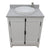 BELLATERRA HOME 400100-GA-GYRD 31" Single Sink Vanity in Glacier Ash with Gray Granite, White Round Semi-Recessed Sink, Top Angled View