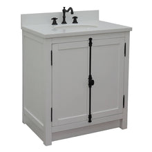 Load image into Gallery viewer, BELLATERRA HOME 400100-GA-WEO 31&quot; Single Sink Vanity in Glacier Ash with White Quartz, White Oval Sink, Angled View
