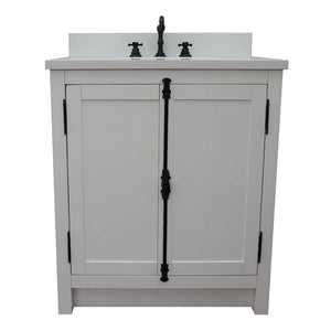 BELLATERRA HOME 400100-GA-WEO 31" Single Sink Vanity in Glacier Ash with White Quartz, White Oval Sink, Front View