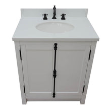 Load image into Gallery viewer, BELLATERRA HOME 400100-GA-WEO 31&quot; Single Sink Vanity in Glacier Ash with White Quartz, White Oval Sink, Top Angled View