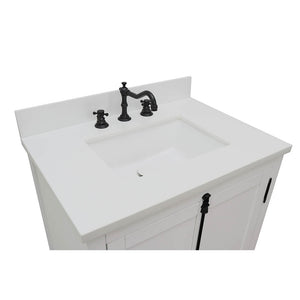 BELLATERRA HOME 400100-GA-WER 31" Single Sink Vanity in Glacier Ash with White Quartz, White Rectangle Sink, Countertop and Sink