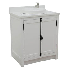 Load image into Gallery viewer, BELLATERRA HOME 400100-GA-WERD 31&quot; Single Sink Vanity in Glacier Ash with White Quartz, White Round Semi-Recessed Sink, Angled View