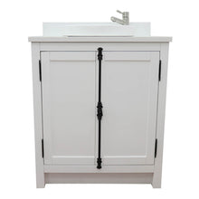 Load image into Gallery viewer, BELLATERRA HOME 400100-GA-WMO 31&quot; Single Sink Vanity in Glacier Ash with White Carrara Marble, White Oval Sink, Front View
