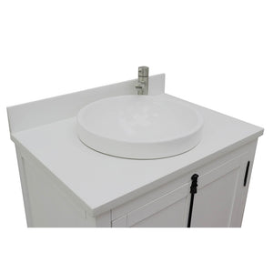 BELLATERRA HOME 400100-GA-WERD 31" Single Sink Vanity in Glacier Ash with White Quartz, White Round Semi-Recessed Sink Countertop and Sink