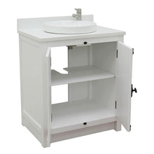 Load image into Gallery viewer, BELLATERRA HOME 400100-GA-WERD 31&quot; Single Sink Vanity in Glacier Ash with White Quartz, White Round Semi-Recessed Sink, Open Doors