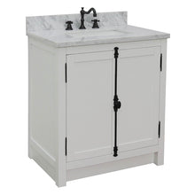 Load image into Gallery viewer, BELLATERRA HOME 400100-GA-WMR 31&quot; Single Sink Vanity in Glacier Ash with White Carrara Marble, White Rectangle Sink, Angled View