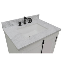 Load image into Gallery viewer, BELLATERRA HOME 400100-GA-WMR 31&quot; Single Sink Vanity in Glacier Ash with White Carrara Marble, White Rectangle Sink, Countertop and Sink