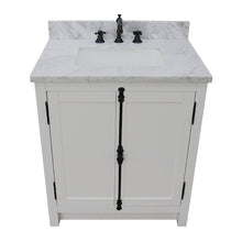 Load image into Gallery viewer, BELLATERRA HOME 400100-GA-WMR 31&quot; Single Sink Vanity in Glacier Ash with White Carrara Marble, White Rectangle Sink, Top Angled View
