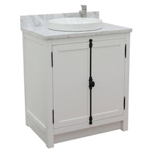 Load image into Gallery viewer, BELLATERRA HOME 400100-GA-WMRD 31&quot; Single Sink Vanity in Glacier Ash with White Carrara Marble, White Round Semi-Recessed Sink, Angled View