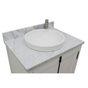 BELLATERRA HOME 400100-GA-WMRD 31" Single Sink Vanity in Glacier Ash with White Carrara Marble, White Round Semi-Recessed Sink, Countertop and Sink