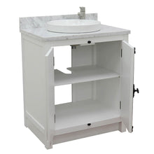Load image into Gallery viewer, BELLATERRA HOME 400100-GA-WMRD 31&quot; Single Sink Vanity in Glacier Ash with White Carrara Marble, White Round Semi-Recessed Sink, Open Doors